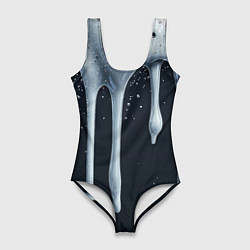 Купальник-боди 3D женский Белая объемная слизь текстура, цвет: 3D-принт