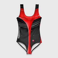 Купальник-боди 3D женский Красная и черная краска текстура, цвет: 3D-принт