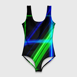 Женский купальник-боди Color blue black green