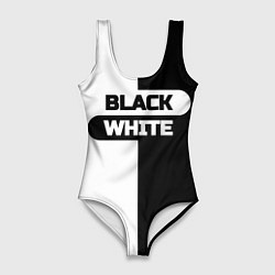 Купальник-боди 3D женский Black white пополам, цвет: 3D-принт