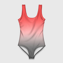 Купальник-боди 3D женский Бледный красно-серый градиент, цвет: 3D-принт