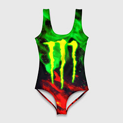 Женский купальник-боди Monster energy огонь лого