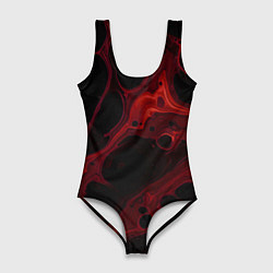 Купальник-боди 3D женский Черно-красная размытая абстракция, цвет: 3D-принт