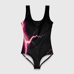 Купальник-боди 3D женский Lightning pink, цвет: 3D-принт