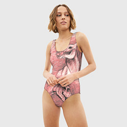 Купальник-боди 3D женский Черепа лошадей - эскиз, цвет: 3D-принт — фото 2