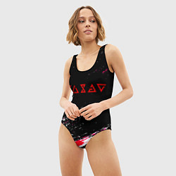 Купальник-боди 3D женский Ведьмак текстура краски, цвет: 3D-принт — фото 2