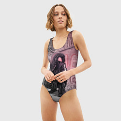 Купальник-боди 3D женский Ксеноморф в розовых тонах, цвет: 3D-принт — фото 2