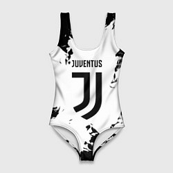 Купальник-боди 3D женский Juventus черно белые краски, цвет: 3D-принт