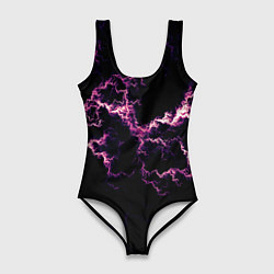 Купальник-боди 3D женский Lightning pink glow, цвет: 3D-принт