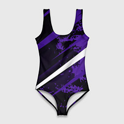 Купальник-боди 3D женский Color black purple line, цвет: 3D-принт