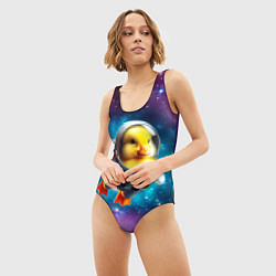 Купальник-боди 3D женский Прикольный утёнок бравый космонавт - нейроарт, цвет: 3D-принт — фото 2