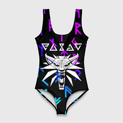 Купальник-боди 3D женский Ведьмак символы градиент, цвет: 3D-принт