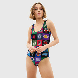 Купальник-боди 3D женский Команды НБА разноцветные, цвет: 3D-принт — фото 2