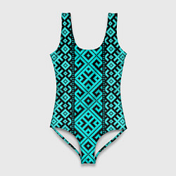 Купальник-боди 3D женский Орнамент Руси, цвет: 3D-принт