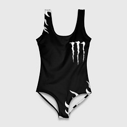 Купальник-боди 3D женский Monster energy белый огонь, цвет: 3D-принт
