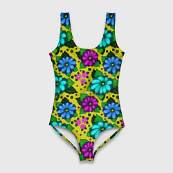 Купальник-боди 3D женский Паттерн незатейливые цветочки, цвет: 3D-принт