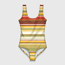 Купальник-боди 3D женский Горизонтальные полосы, цвет: 3D-принт