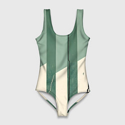 Купальник-боди 3D женский Зеленые полосы, цвет: 3D-принт