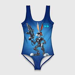 Купальник-боди 3D женский Cyborg Bugs Bunny with a gun - ai art fantasy, цвет: 3D-принт