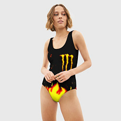 Купальник-боди 3D женский Monster energy fire steel, цвет: 3D-принт — фото 2