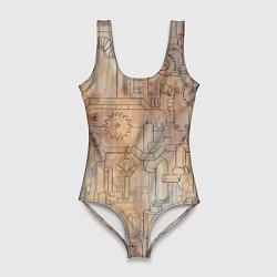 Купальник-боди 3D женский Стимпанк элементы, цвет: 3D-принт