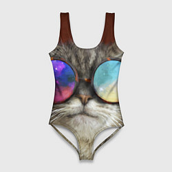 Женский купальник-боди A Cat with multicolored glasses