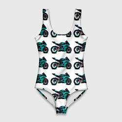 Женский купальник-боди Motorbike light blue