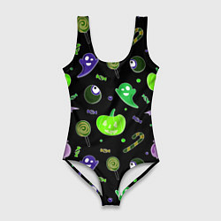 Женский купальник-боди Halloween black pumpkin pattern