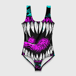 Купальник-боди 3D женский Клыки венома, цвет: 3D-принт