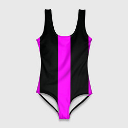 Купальник-боди 3D женский Color black pink lines, цвет: 3D-принт