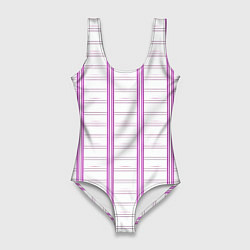 Женский купальник-боди Color white cage pink line
