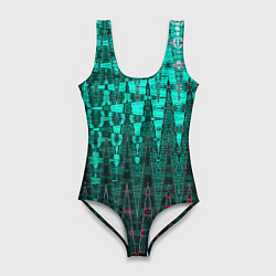 Купальник-боди 3D женский Нефритовый зелёный абстракция, цвет: 3D-принт