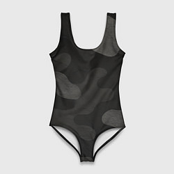 Женский купальник-боди Черно-серый камуфляж