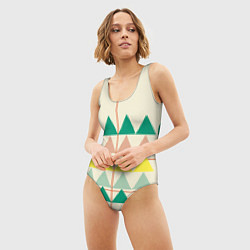 Купальник-боди 3D женский Абстрактный лес - треугольники на светлом, цвет: 3D-принт — фото 2