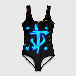 Купальник-боди 3D женский Doom лёд и пламя краски, цвет: 3D-принт