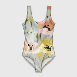 Женский купальник-боди Цветы и цветочки