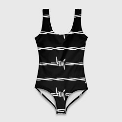 Купальник-боди 3D женский Проволока колючая, цвет: 3D-принт