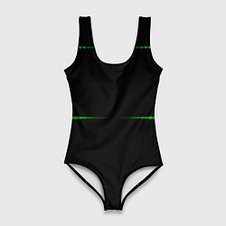 Женский купальник-боди Color black green orange stripes