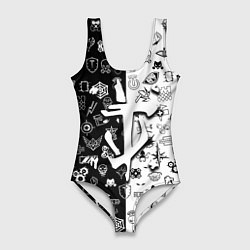 Женский купальник-боди Doom ачивки паттерн