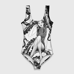 Купальник-боди 3D женский Junji Ito Death Stranding Tomie and octopus patter, цвет: 3D-принт