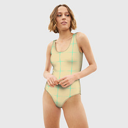 Купальник-боди 3D женский Color beige green crosses, цвет: 3D-принт — фото 2