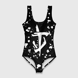 Женский купальник-боди Doom белые краски текстура