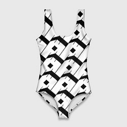 Купальник-боди 3D женский Три буквы: чёрные, цвет: 3D-принт