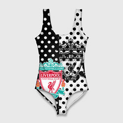 Женский купальник-боди Liverpool черно белые точки