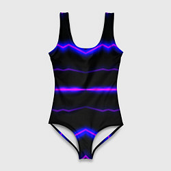 Купальник-боди 3D женский Color multicoloured neon stripes, цвет: 3D-принт