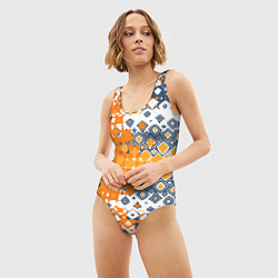 Купальник-боди 3D женский Геометрические разводы, цвет: 3D-принт — фото 2