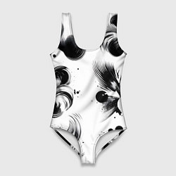 Купальник-боди 3D женский Чёрно-белая абстракция нейроарт, цвет: 3D-принт
