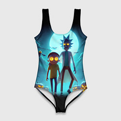 Женский купальник-боди Рик и Морти в ночь на хэллоуин