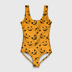 Женский купальник-боди Страшно веселый паттерн на Halloween