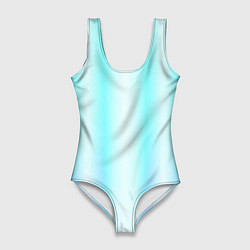 Купальник-боди 3D женский Neon white blue lines, цвет: 3D-принт